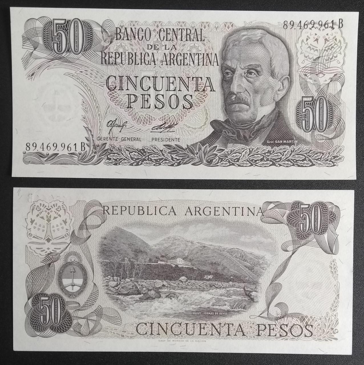 Argentina, 50 Pesos, FE, 1976 a 78  (P301b, US$ 0,75)
